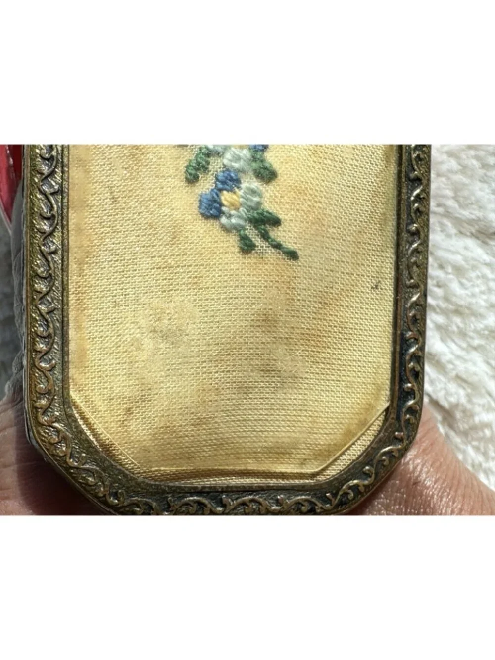 Antique Victorian Ornate Floral Embroidered Vanity Clothes Brush Needlepoint